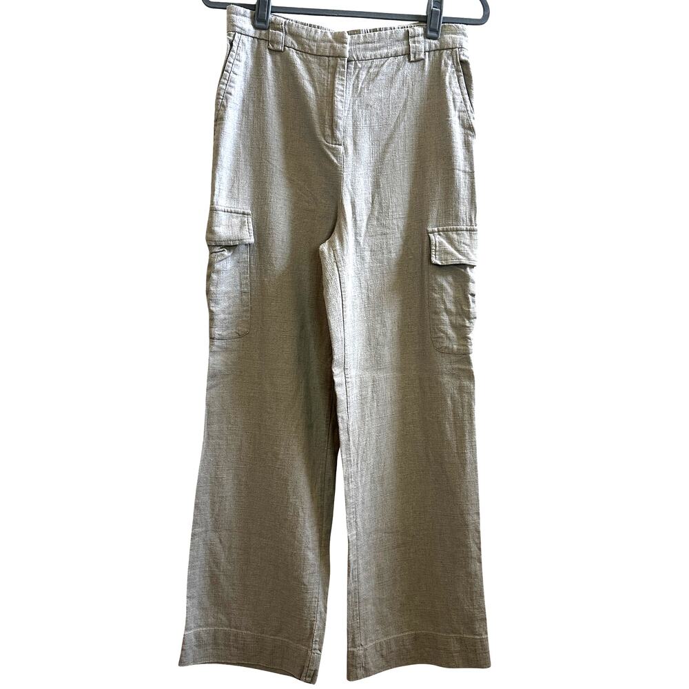 House of Harlow 1960 Linen Cargo Pants High Rise Wide Leg Tan Size 8